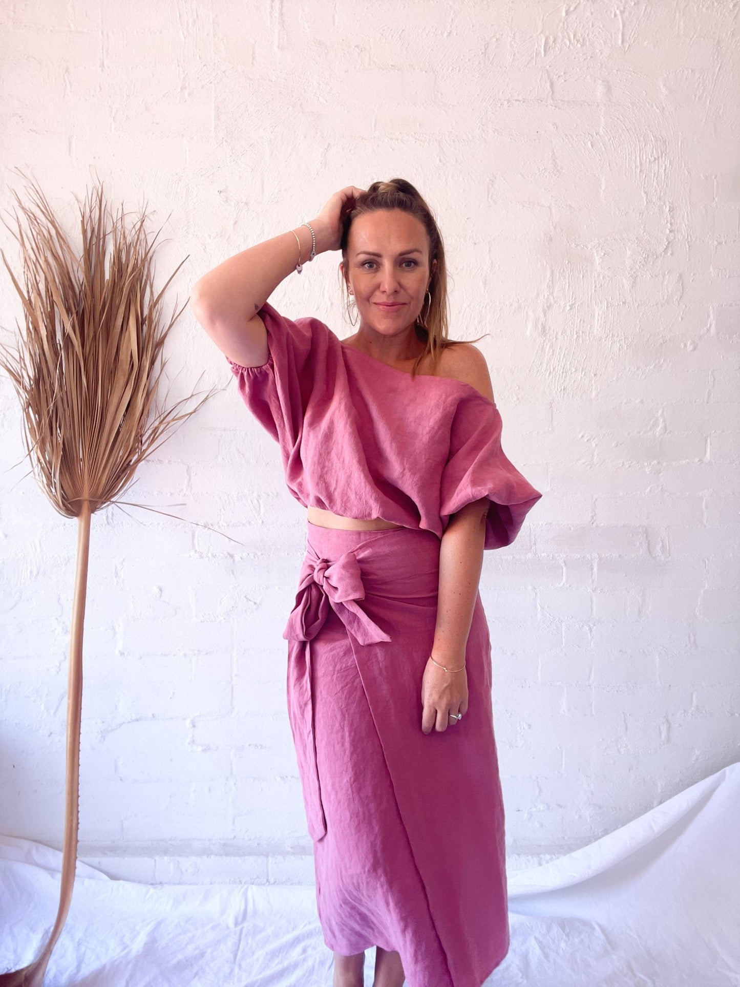 Aura Blouse : pink linen - RAFF.A.ELLA