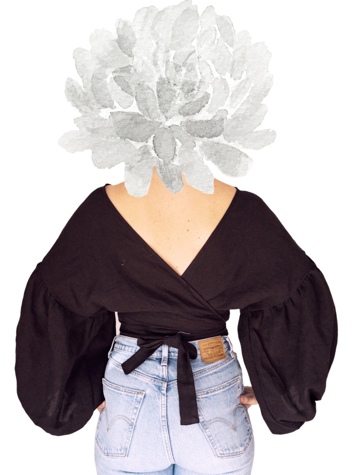 Persephone wrap top : black - RAFF.A.ELLA