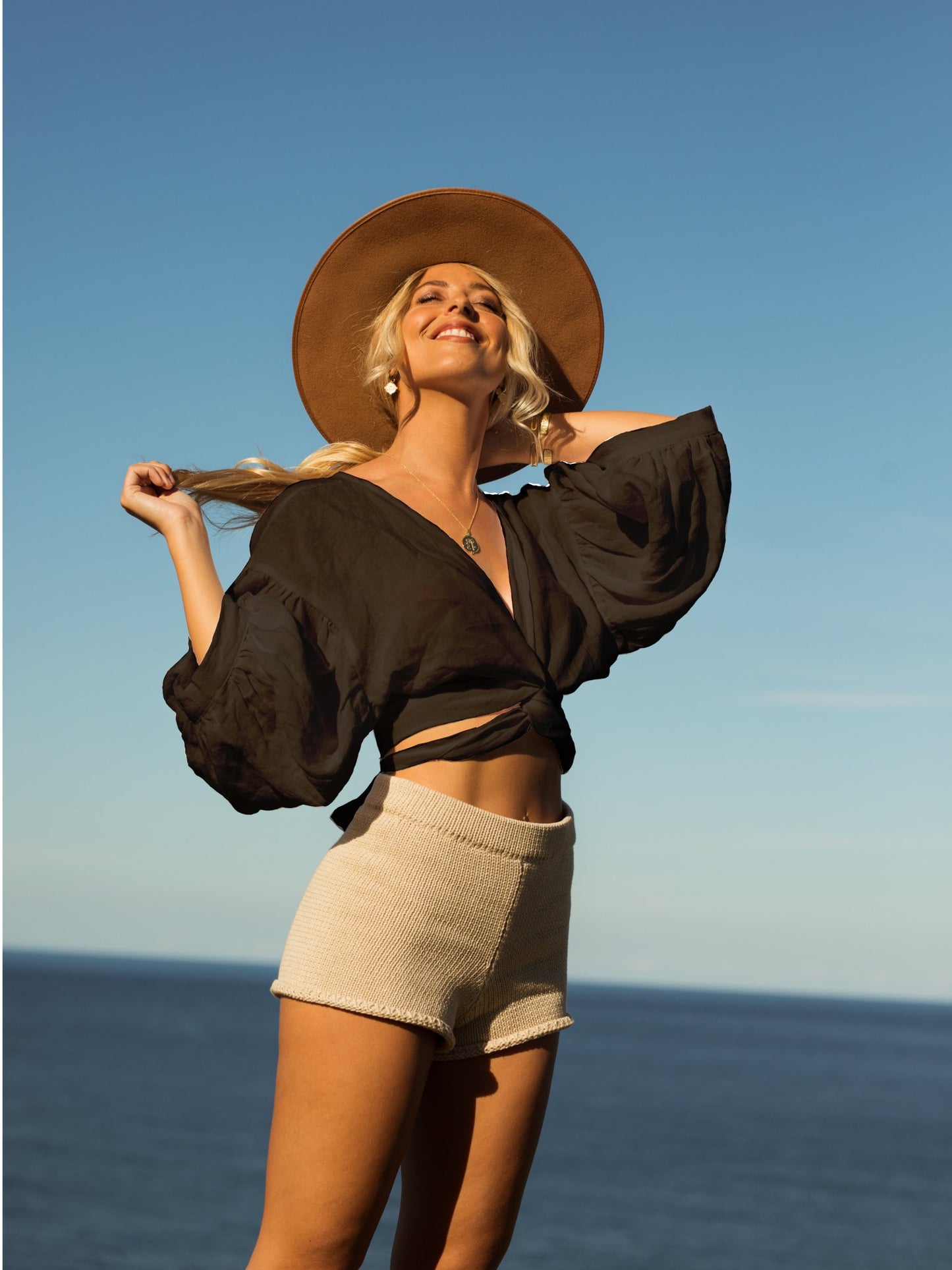 Persephone wrap top : black - RAFF.A.ELLA