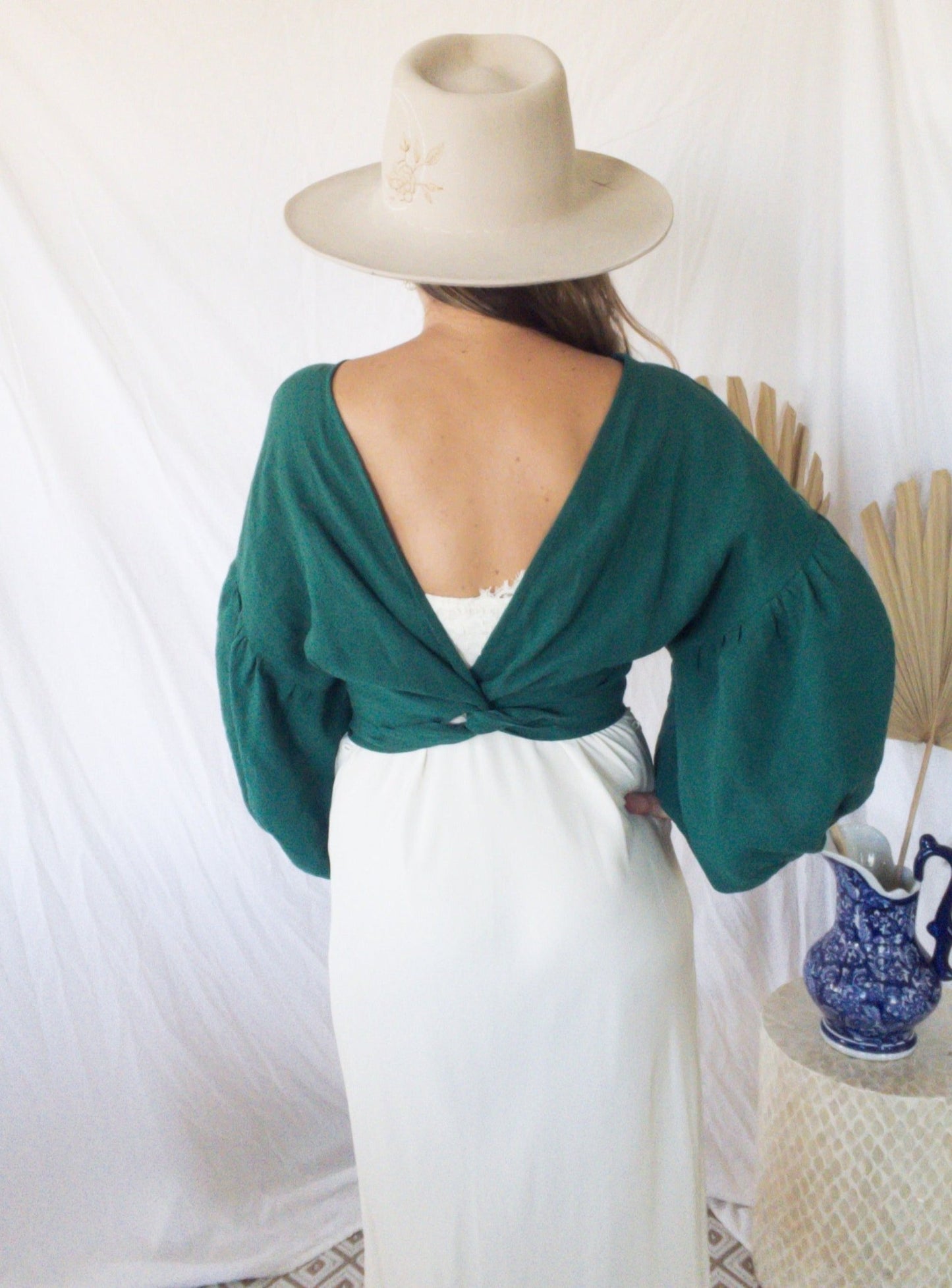 Persephone wrap top : emerald - RAFF.A.ELLA