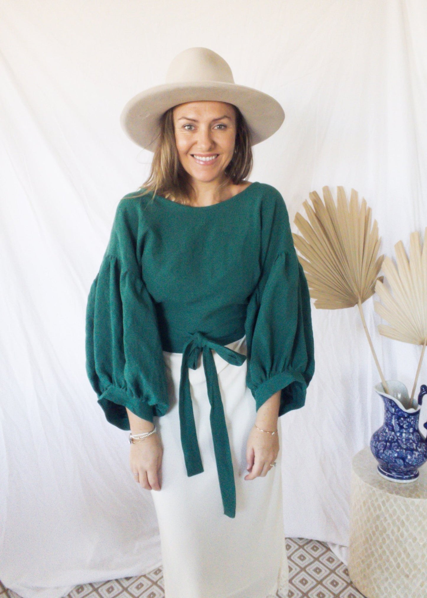 Persephone wrap top : emerald - RAFF.A.ELLA