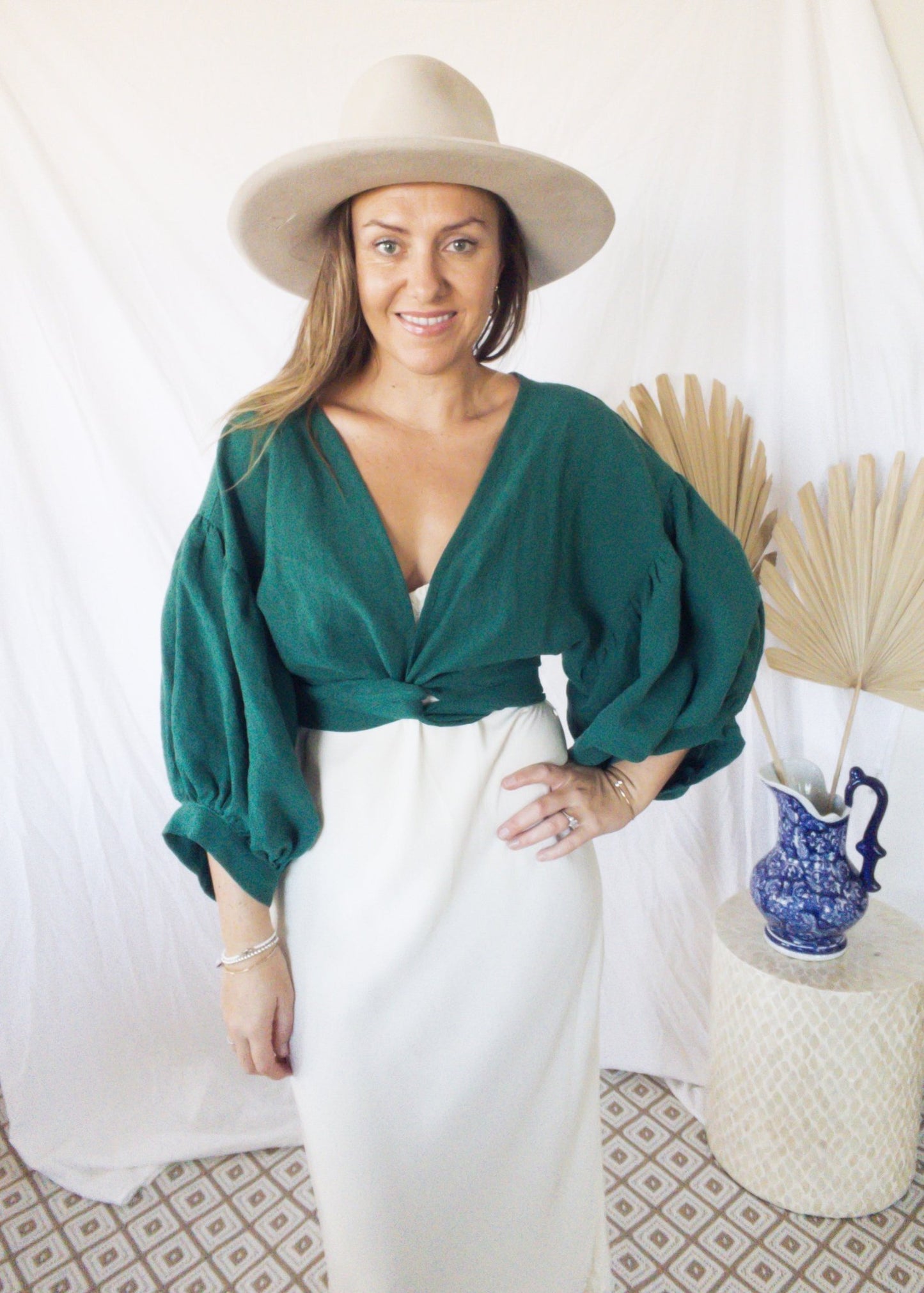 Persephone wrap top : emerald - RAFF.A.ELLA