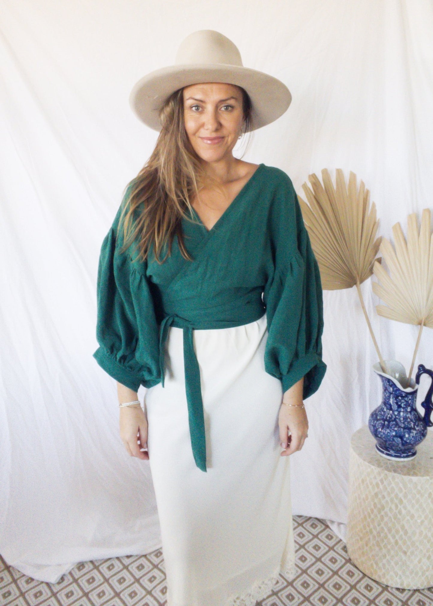 Persephone wrap top : emerald - RAFF.A.ELLA