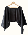 Rumi Kaftan Top — Embroidered Cotton Black