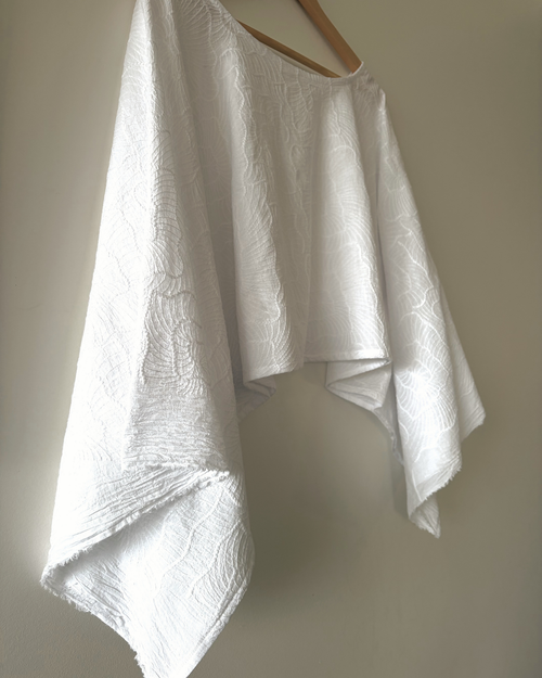 Rumi Kaftan Top — Embroidered Cotton White