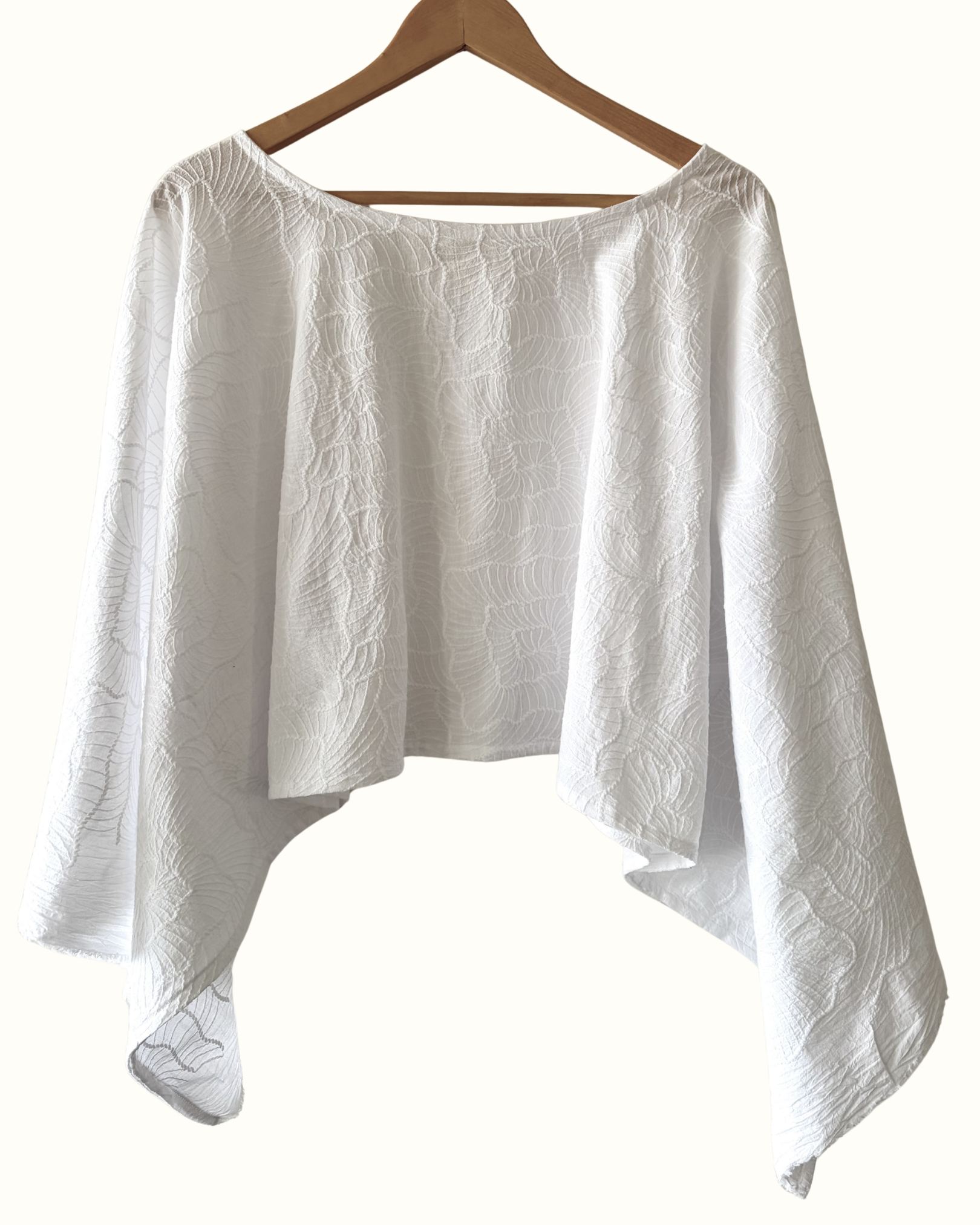 Rumi Kaftan Top — Embroidered Cotton White