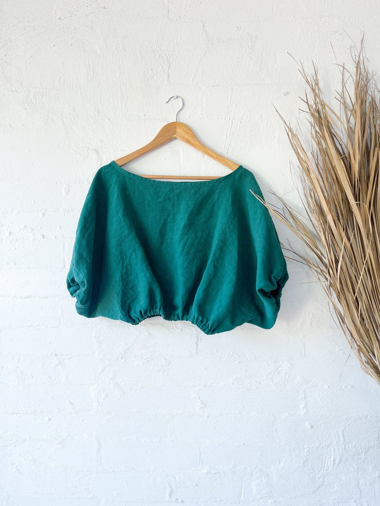Aura Blouse : emerald linen - RAFF.A.ELLA
