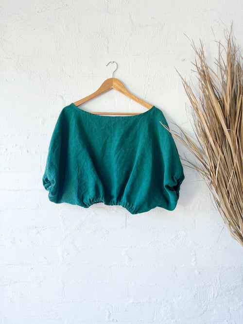 Aura Blouse : emerald linen - RAFF.A.ELLA