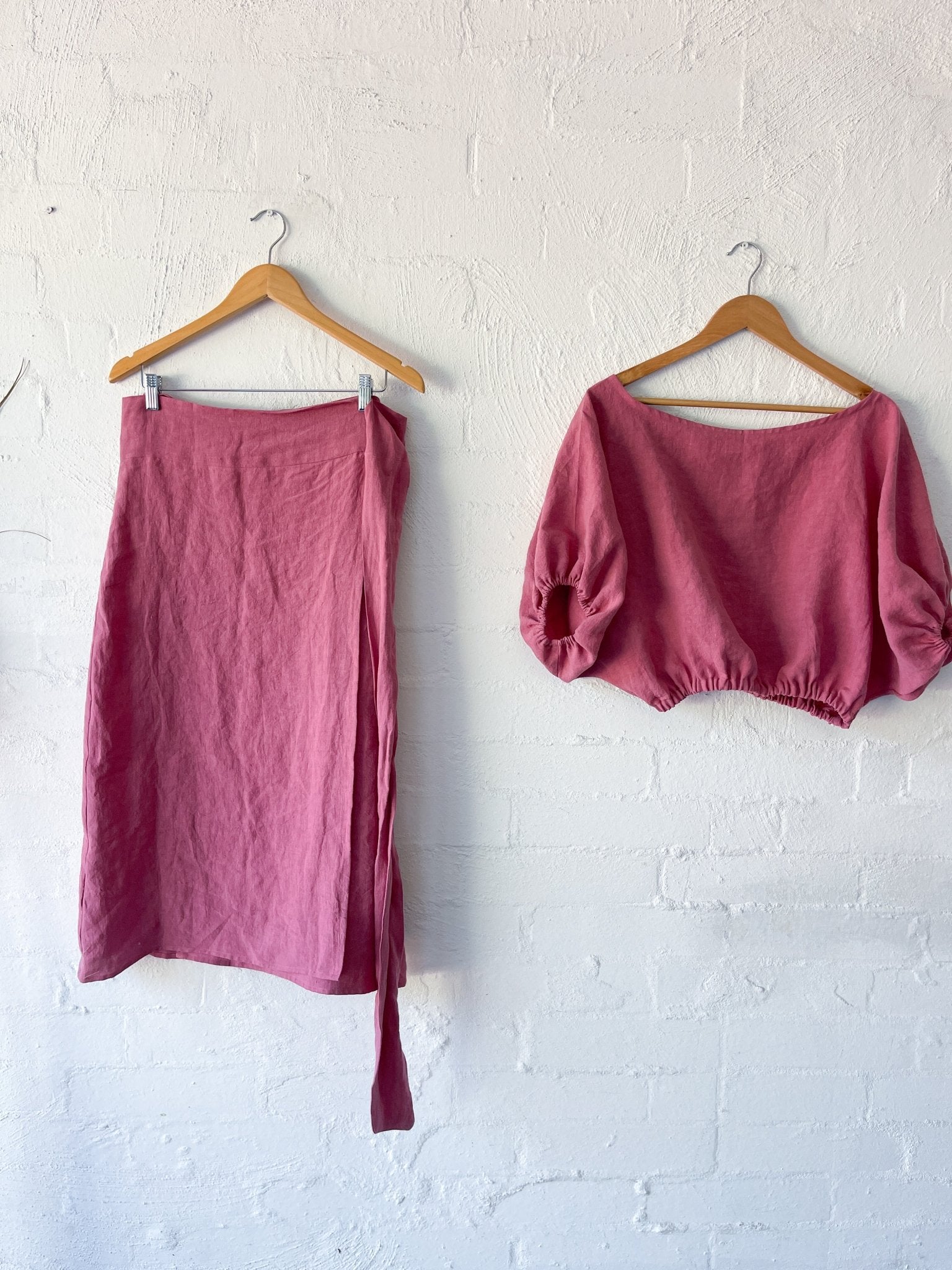 Aura Linen Wrap Skirt : Pink - RAFF.A.ELLA