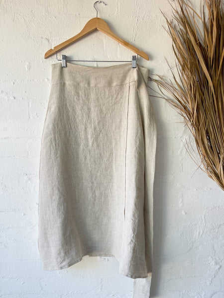 Aura Linen Wrap Skirt : Sand - RAFF.A.ELLA